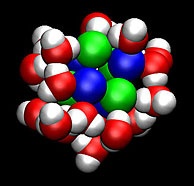 Scientists developed methods to
determine how fast clusters of
molecules, such as this salt and
water cluster, form and their
corresponding stability.