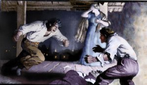 Scientists at CHESS used confocal X-ray fluorescence to extract the colors of a painting by N.C. Wyeth that had been hidden under another painting. Christina Bisulca/University of Delaware