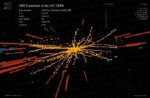 Screen capture of proton-proton collision events in the CMS detector at an energy of 2.36 TeV. Photo - Photo: CERN