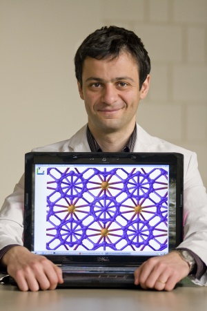 Dr. Artem Oganov shows the crystal structure of the new phase of boron.