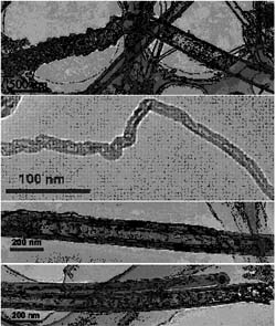 Fig 1. The morphologies of representative intermediates for the nanotubes evolution.