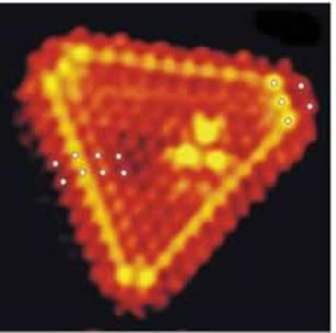 AZoNano, Nanotechnology - This graphic is a Scanning Tunnelling Microscope (STM) image of a single layer Co-Mo-S nanocluster.