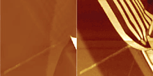 AZoNano - A à Z de Nanotechnologie - Topographie (laissée) et échographie de résistance de SSRM bonne) (d'une hétérostructure INP-basée.