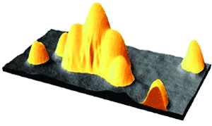 AZoNano - A aan Z van Nanotechnologie - 3D beeldprojectie van een piramide zoals structuur. De voorbereiding vond door een 30nm nanoparticle tussen twee anderen plaats te verhogen.