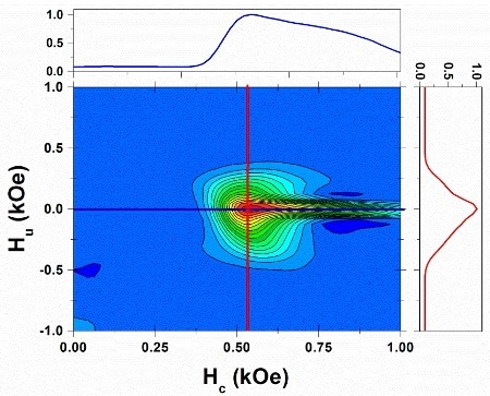 Distribution of interaction fields as determined from FORC analysis