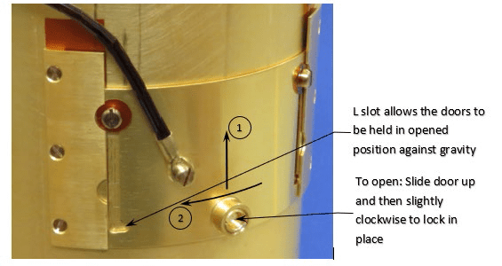 Sliding sample access shutter
