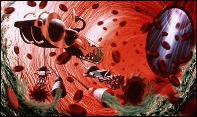 Nanobot swimming through human vein.