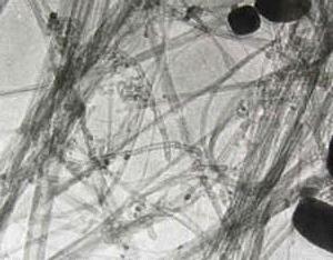 A TEM image of our SWNTs 60wt% 1-2nm OD, CNTs