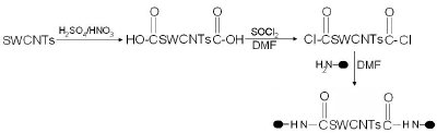 Biofunctionalization of SWCNTs by carboxylation, acylation & amidation.