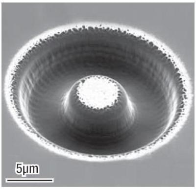 Half-torus milled into diamond