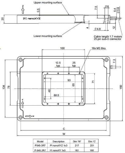 P- 545 piezo stage mounting