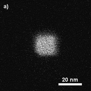 Real-time verification of endpoint by transmission imaging. Actual (programmed) via widths, in nm: a) 20 ± 3 (20) nm, b) 8 ± 1 (5) nm, c) 5.2 ± 0.5 (spot mode).