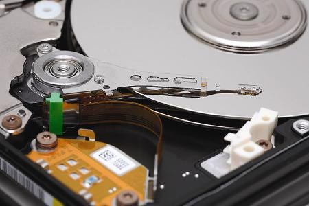 Interior of a hard disk drive