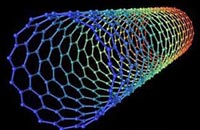 Ball-and-stick diagram of a single-walled carbon nanotube.
