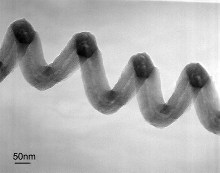 A single coiled carbon nanotube.