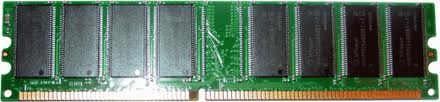 RAM, or Random Access Memory, comes in lots of different forms. DRAM, pictured, is too slow for high performance applications, and cannot store data without a constant power source. It is used in computers to shuttle data between the hard drive and the processor cache.