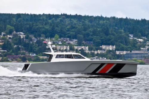 The LRV-17 long-range unmanned vessel from Zyvex Marine, built using carbon fiber nano-composites.