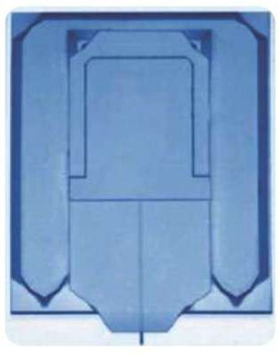 Top view of cantilever chip seated in kinematic mounting interface.