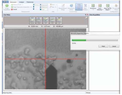 NanoLens AFM inspection of area of interest in progress.