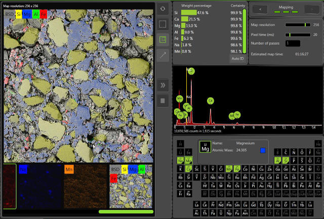 The EDS function of the Phenom ProX allows elemental mapping of a sample