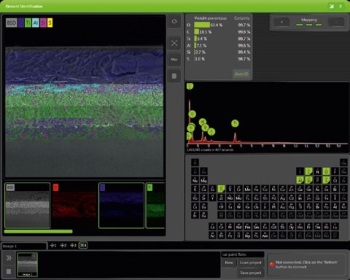 The screenshot shows the Phenom EDS analysis results from crocidolite, also known as "blue asbestos".