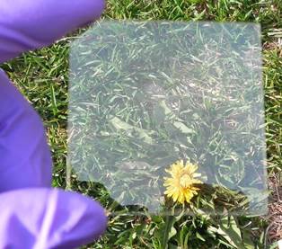 Combinatorial library, spread of composition of indium-zinc-tin-oxide (In-Zn-Sn-O) thin film by co-sputtering of indium oxide, zinc oxide, and tin oxide targets on 2”x2” glass substrate.