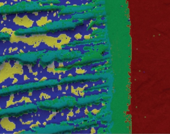 A phase map collected using AZtec TruPhase showing the successful differentiation of the copper and lead within the sample