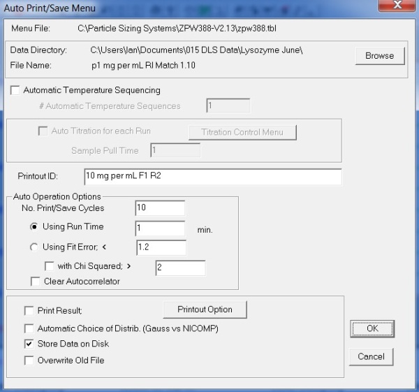 Auto Print/ Save Menu settings