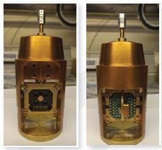 The front and back view of the chip holder attached to the rotating probes