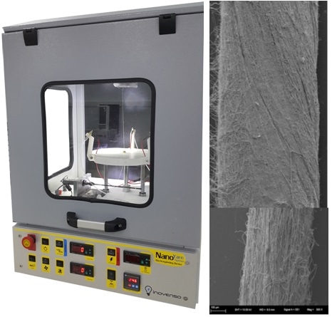 Nanofiber yarn that was obtained by 10% PAN solution and SEM images