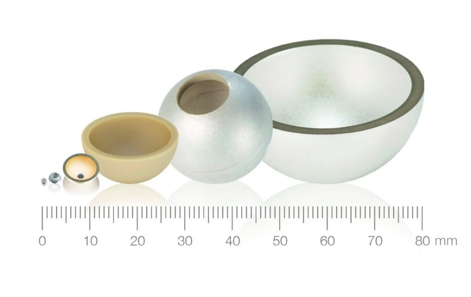 Spherical and hemispherical piezo ultra-sound transducers.