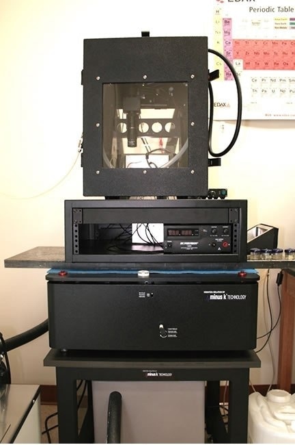 Indentation system on a Negative Stiffness vibration isolator.