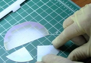 Sapphire wafer after cleaving perpendicular and parallel to the flat