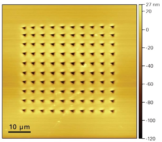 SPM image of silicon taken at 800 °C following XPM testing.