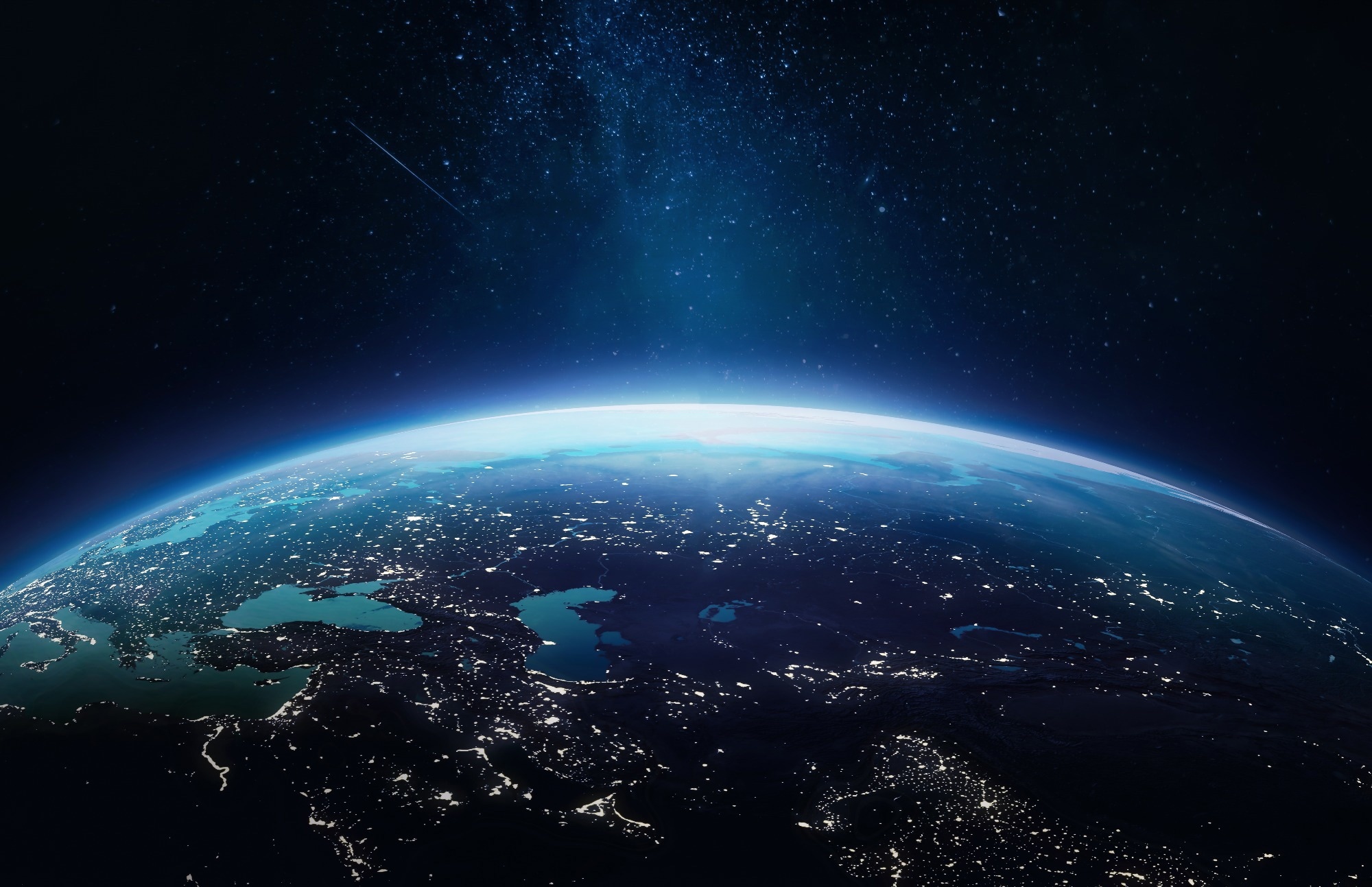 Surface of Earth planet in deep space.
