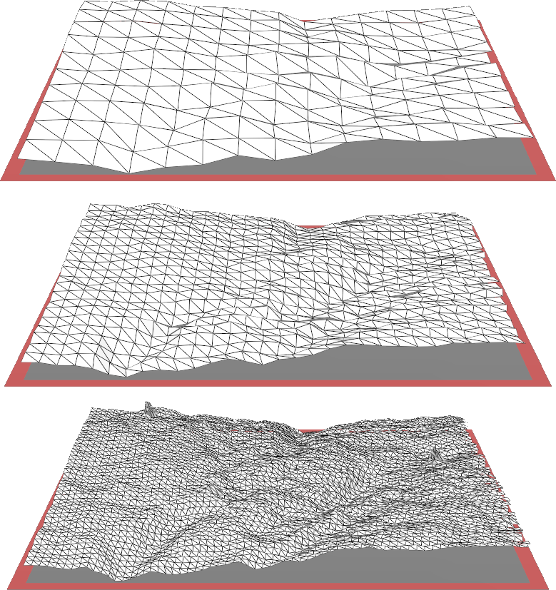 Three tiling exercises with different tile sizes.