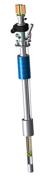 Variable temperature insert (VTI) with special 1000 A test insert, used by Dr Jens Hänisch of ITEP (Institute for Technical Physics), Karlsruhe Institute of Technology (KIT), Karlsruhe, Germany.