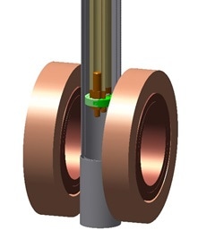 Detail of sample position and magnet coils.
