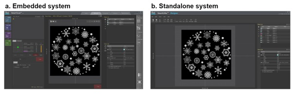 Captured images of Park SmartLitho software, (a) embedded in Park SmartScan imaging software and (b) the stand-alone version