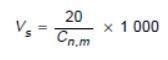 Formula in ISO 14644-1:1999, Section B.4.2 establishment of single sample volume per location.