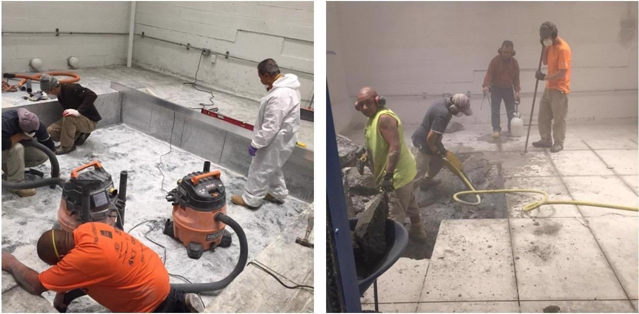 Plinth removal at NY Structural Biology Center.