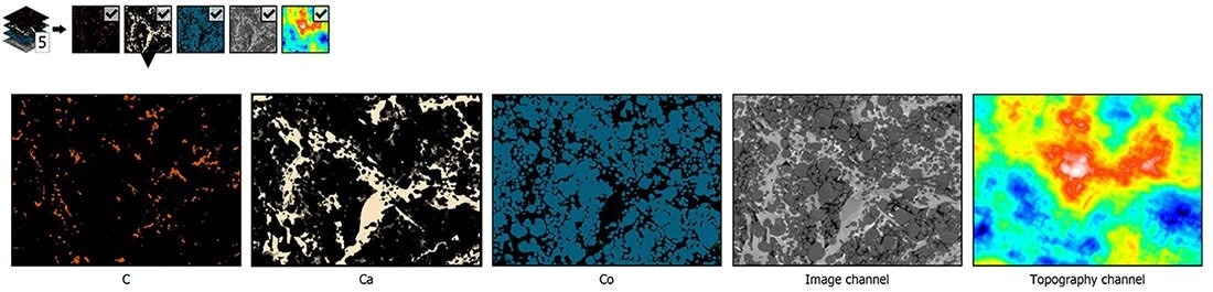 Grid view of all data (background and overlays) used to perform colocalization.