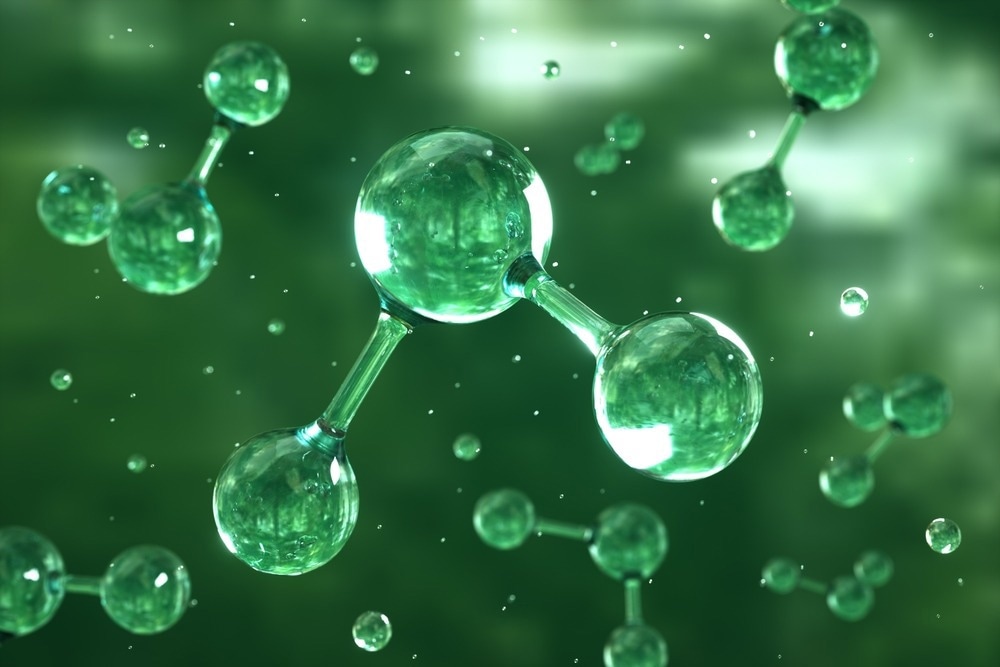 H2 Hydrogen Molecule Fuel Cell Element. 3d Illustration