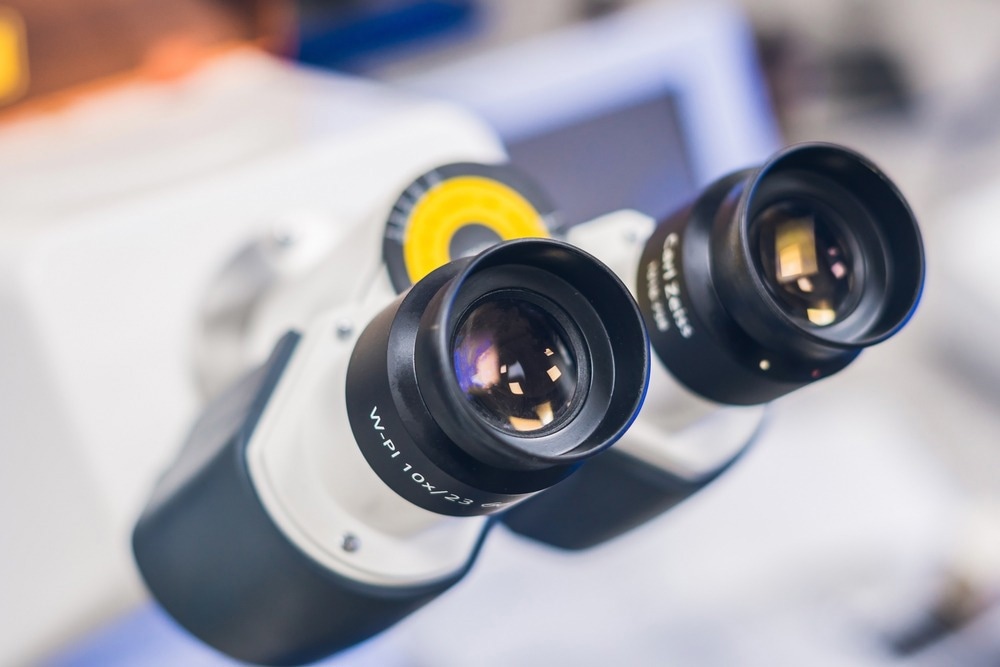 Confocal scanning microscope in laboratory for biological samples investigation.