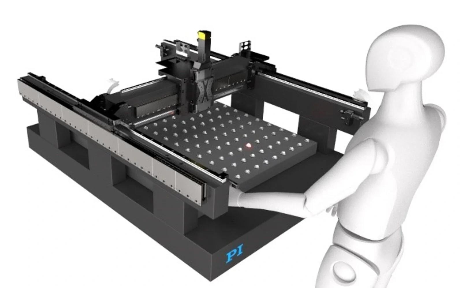 Granite-based large gantry system with algorithms for fast emitter array alignment