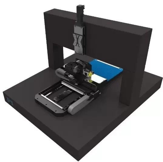 The same 5-axis integrated granite motion system without the protective bellows
