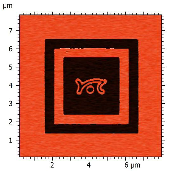 PFM phase image of Nanosurf logo