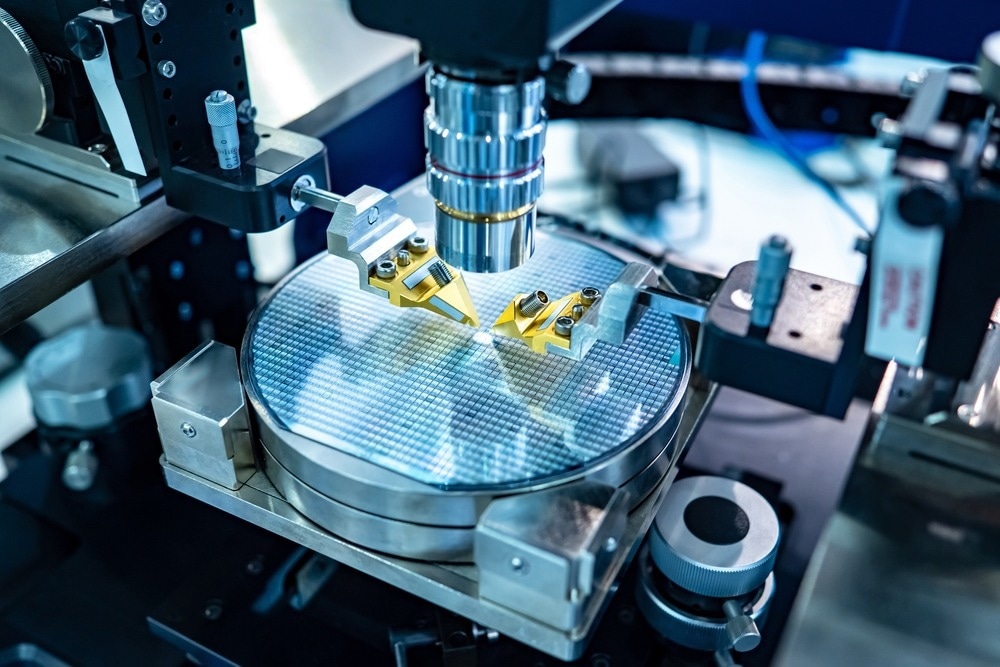 Manufacture of microprocessors. Creation of microchips. Equipment for production of nano processors. Creation and testing of electronic chip under microscope.