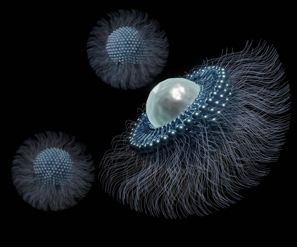 isolated nanodrug or nanomedicine with polyethylene glycol 3d rendering