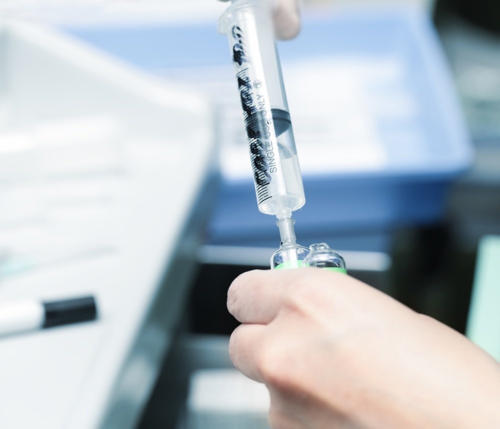 Preparation of injectable medicines. The work of nurse in the hospital.